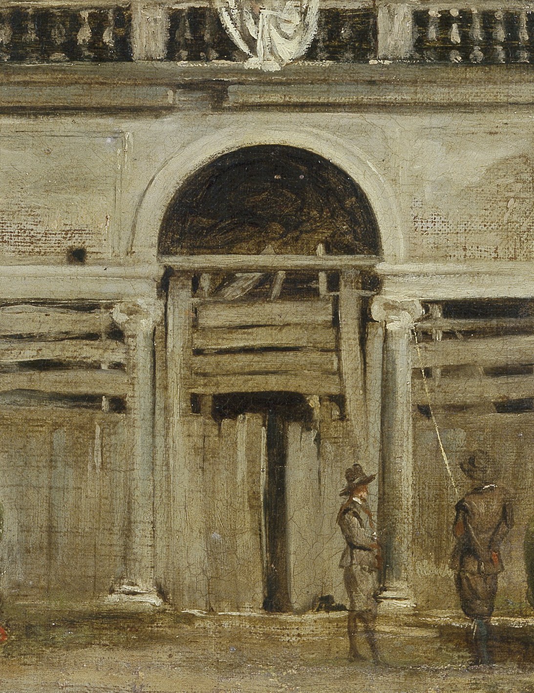 The sealed arch is the compositional and emotional core , a grand entrance made inaccessible, creating tension between invitation and exclusion