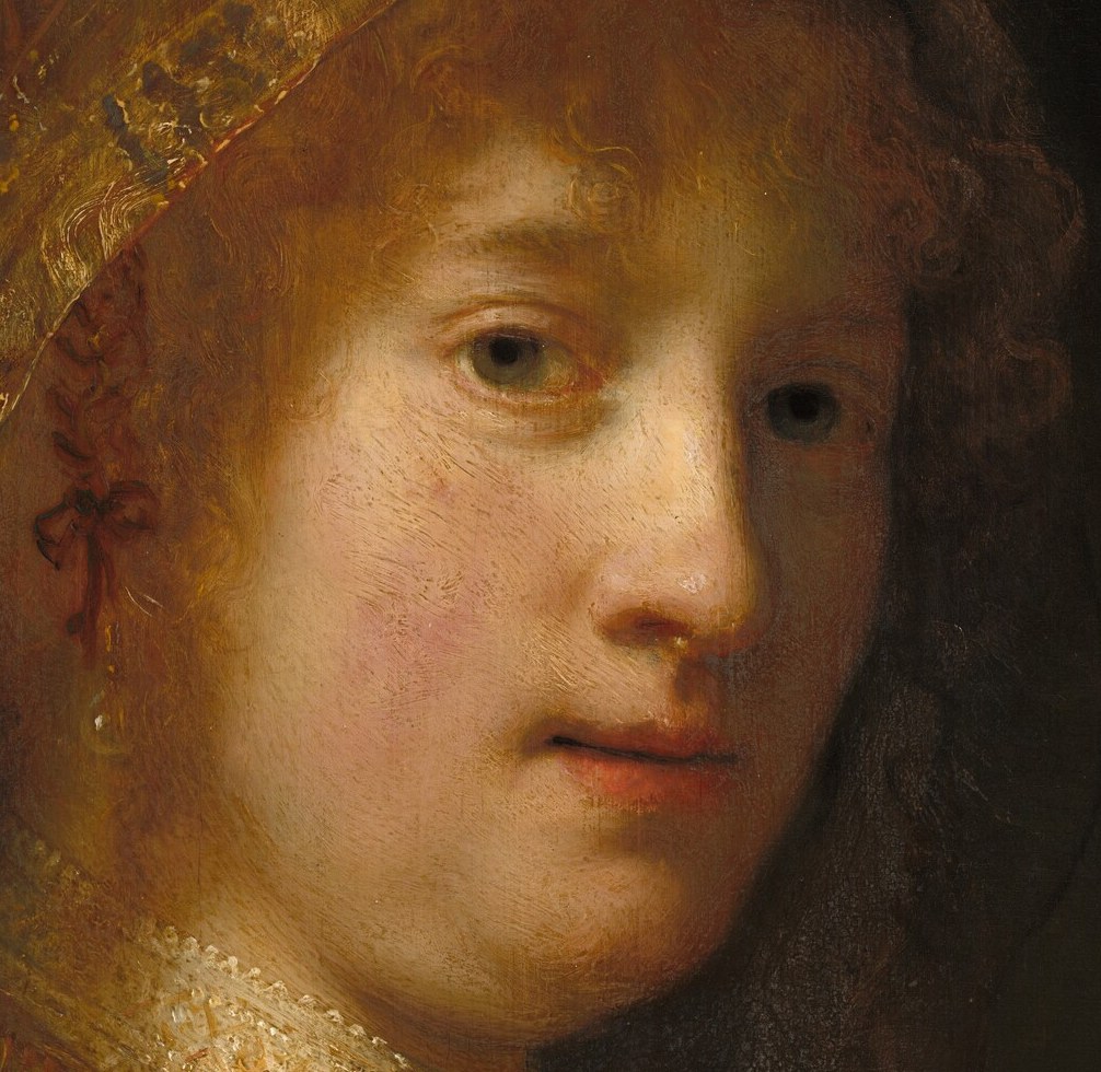 Notice how her face glows from within the canvas.