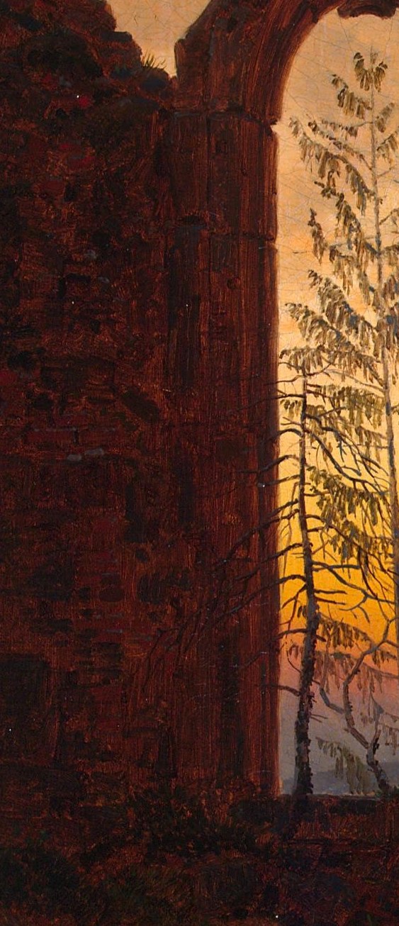And still: two spruces rise through the ruins toward the light.