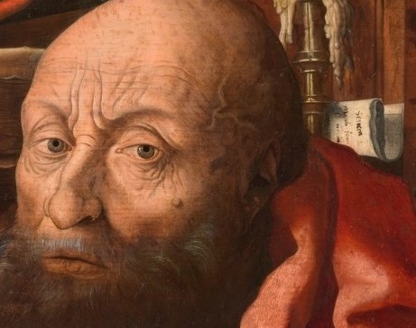 Jerome's intense gaze captures deep thought.