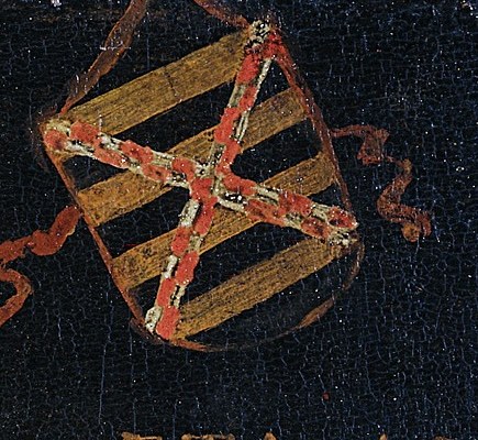 The painter included his family coat of arms here.