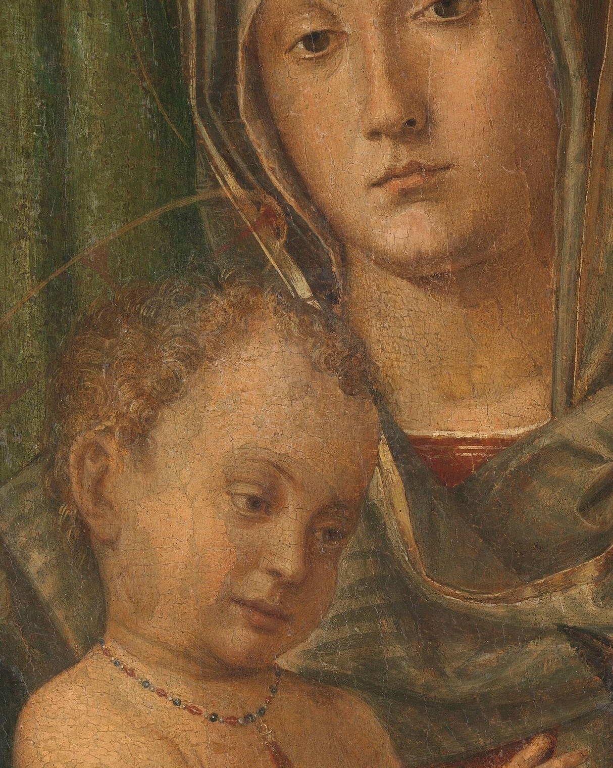 The loose, wavy strands contribute to the painting's soft, ethereal quality.