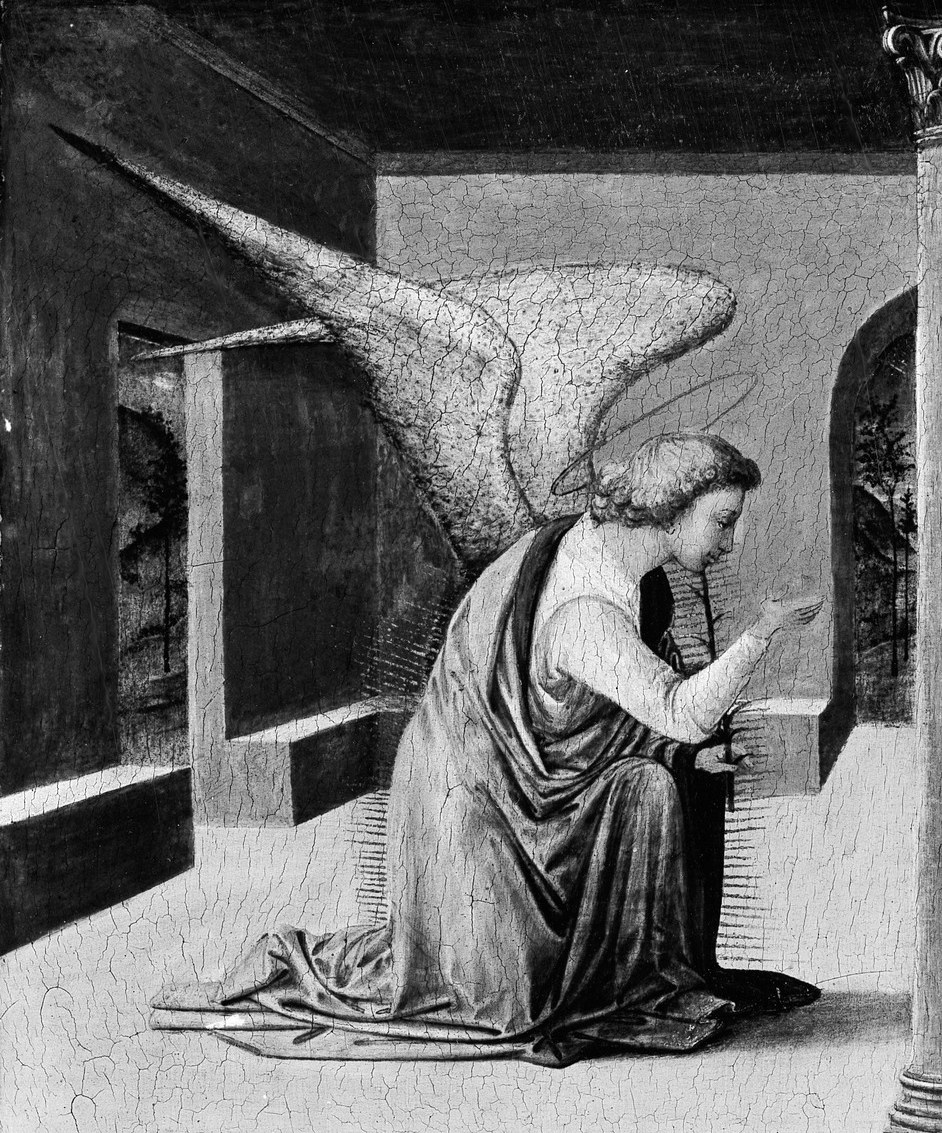 Gabriel kneels, his message is serious.