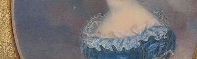 Notice her delicate lace collar, painted with tiny, precise strokes.