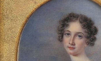 The detailed rendering of her cascading curls adds texture and volume, framing her face beautifully.