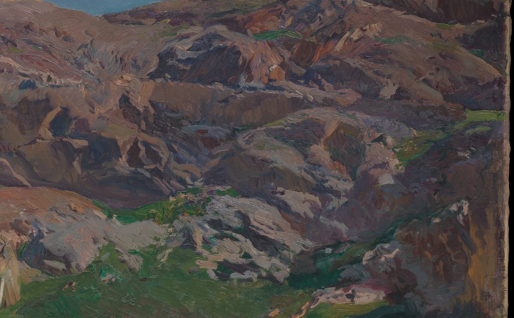 See how the impasto gives texture to the rocky slopes.
