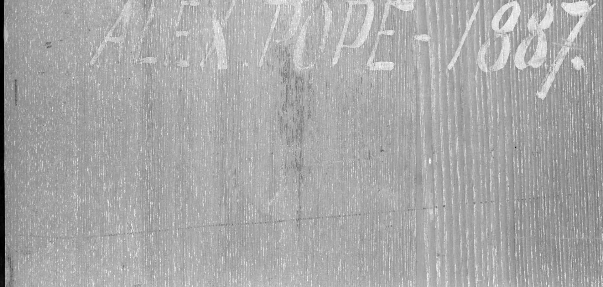 The entire raison d'être of the visible surface , a self-referential trompe-l'œil signature painted onto the simulated door, collapsing the boundary between artwork and label