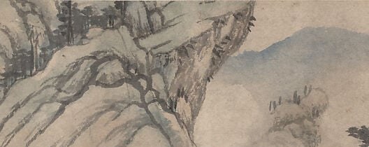 The soft washes of blue and grey create a sense of atmospheric depth and mystery.