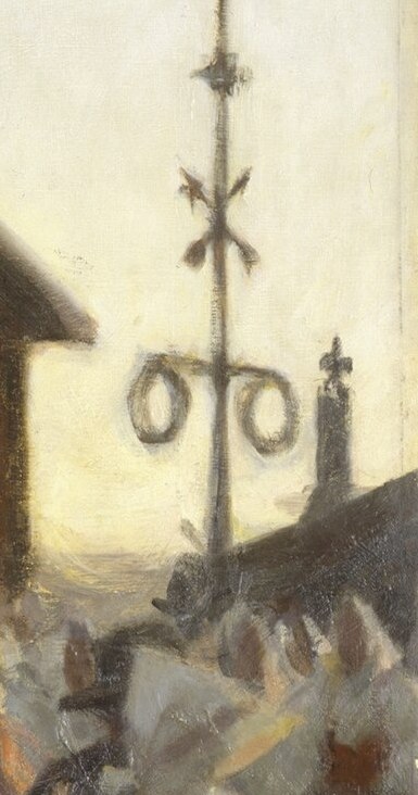 This pole is older than the church. A fertility rite in plain sight.