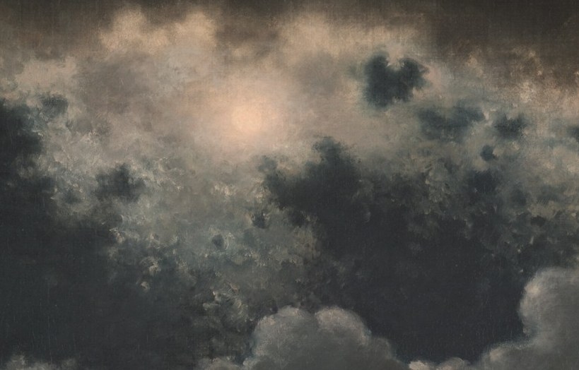 The moon is never shown , only its diffuse aureole bleeds through; light becomes the subject rather than a source, Heade's defining Luminist move.