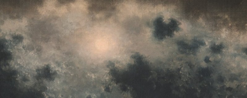 A close-up reveals the precise, thin brushwork Heade used to fake celestial radiance , translucent glazes that glow without any painted disk behind them.