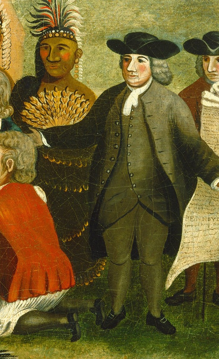 William Penn meets the Lenape under an elm tree.
