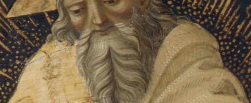 The flowing beard symbolizes wisdom, eternity, and divine authority.