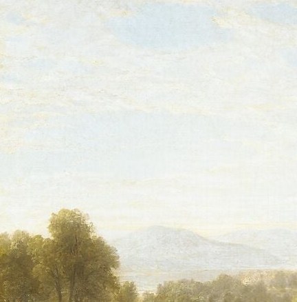 Balances the dominant right tree; together they form the pastoral frame that keeps the horizon from dominating , a composed, not accidental, arrangement.