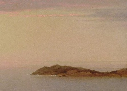 A single rocky headland is the only solid weight in the frame.