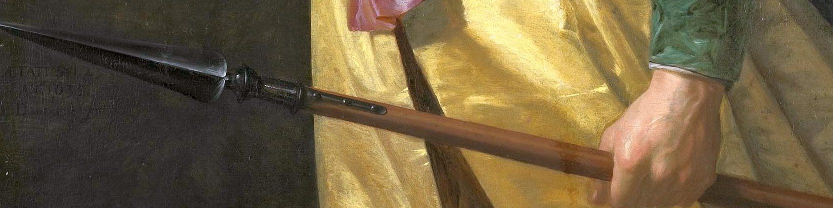 But look closely at the shaft of his javelin.