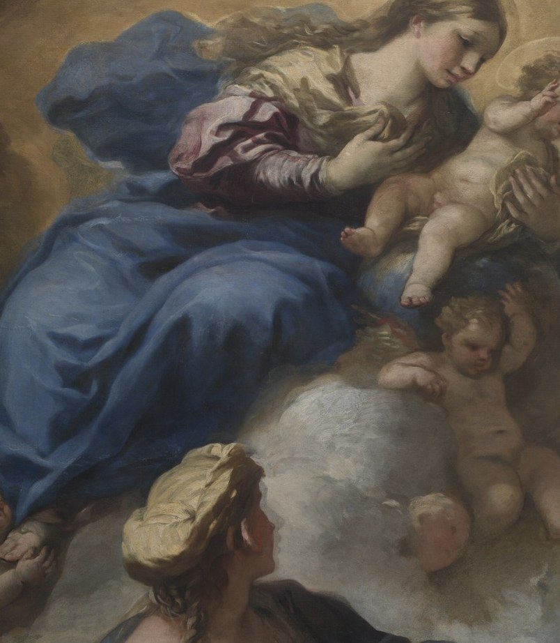 Mary and the child glow with an expensive blue, made from lapis lazuli.