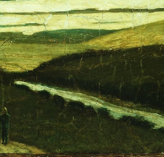 Now look beyond the cattle, into the winding river.