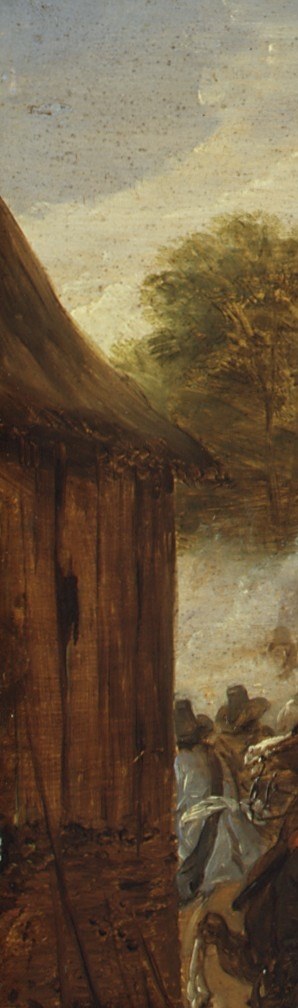 But the painter hid a different story at the far edge.