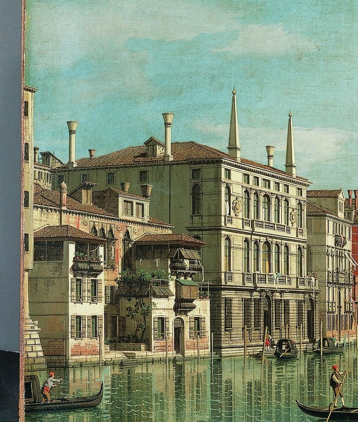 He used a camera obscura to trace the buildings.
