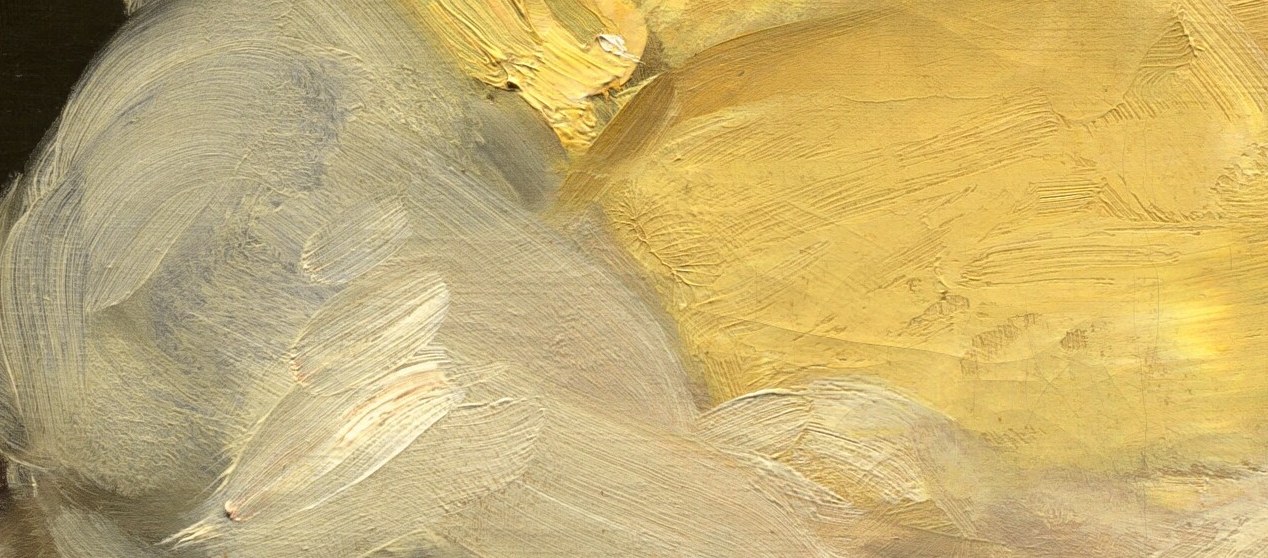 The deepest shadow is painted directly beneath the knife.