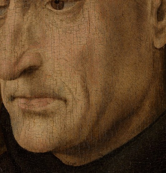 Individualized rather than idealized , a hallmark of Northern European realism at this date; the nose alone proves this is a specific person, not a type