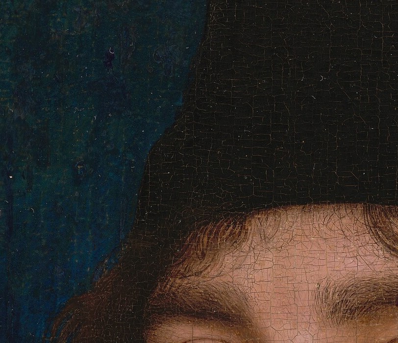 Slightly in three-quarter shadow, this eye anchors the subtle turn of the face and demonstrates Memling's mastery of ambient light falling across a planar surface.