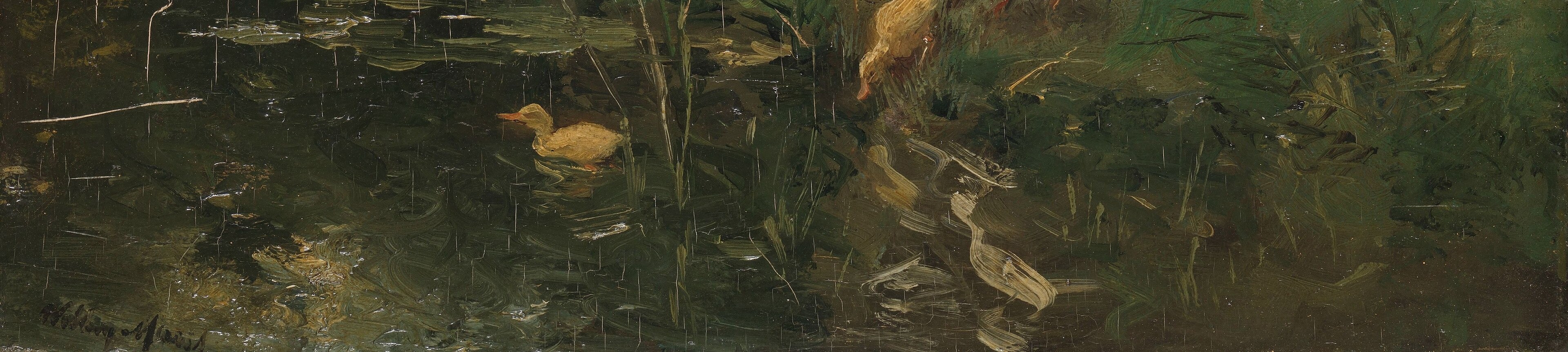 There is a fourth duckling hidden in the dark.