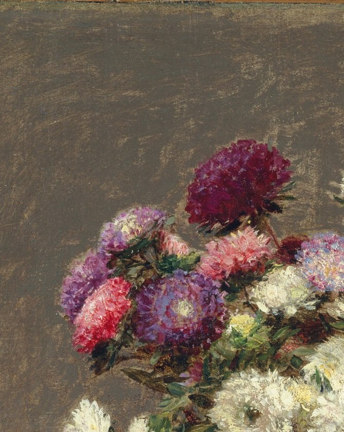 White asters on grey. Look at the edges.