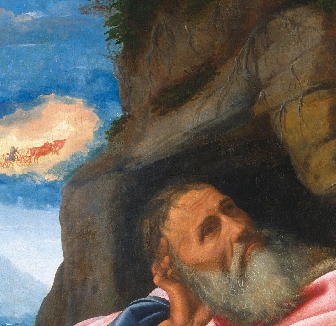 This is the prophet Elijah, in hiding from a king.