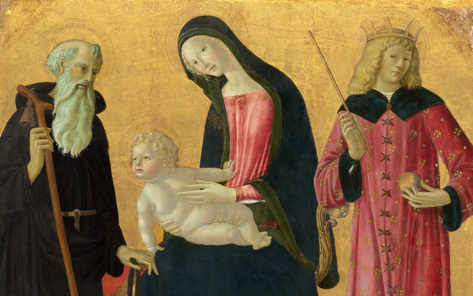 Gold ground was consciously archaic by 1490 , Florentine painters had long abandoned it; Neroccio's choice marks Siena's deliberate counter-narrative to the Renaissance.