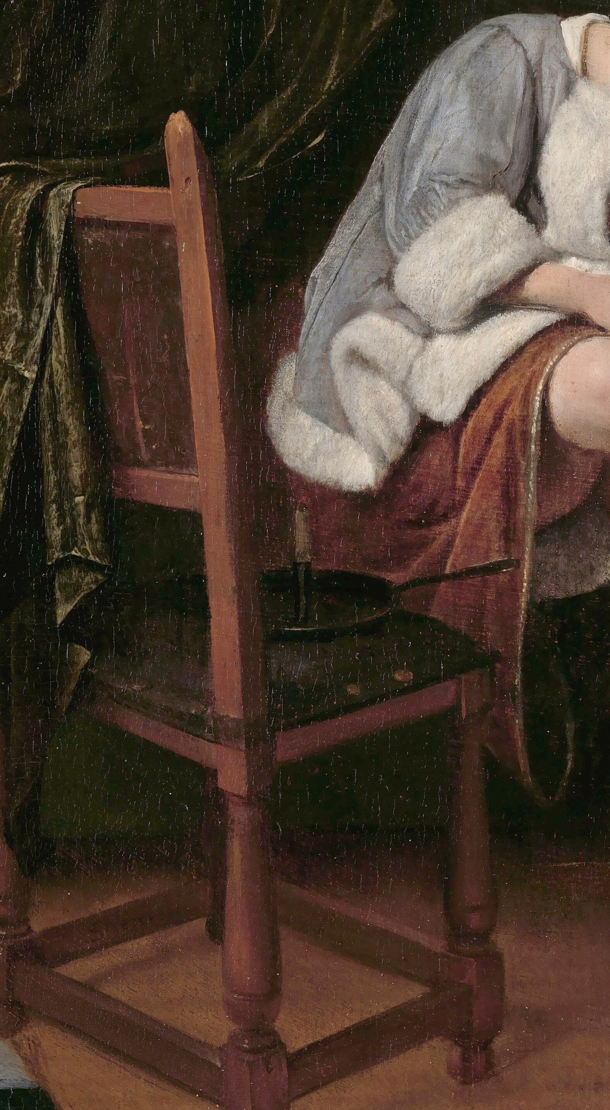 Provides context for the domestic setting and adds visual weight to the left side.