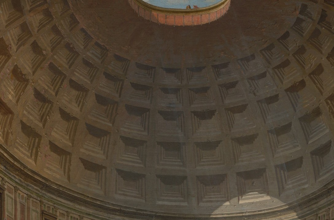 The geometric patterns create a sense of immense scale and intricate architectural design.
