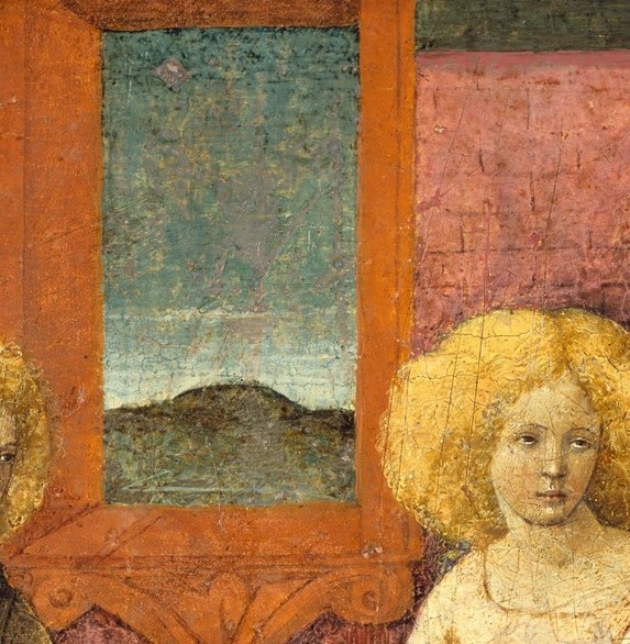 A face watches from the background, half-hidden in shadow.