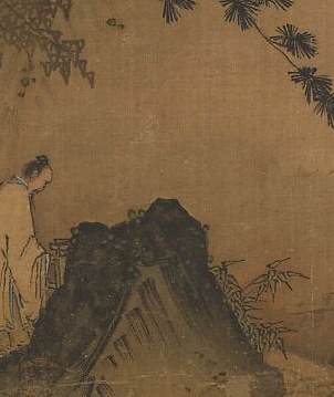 The scholar's small figure emphasizes nature's grandeur.