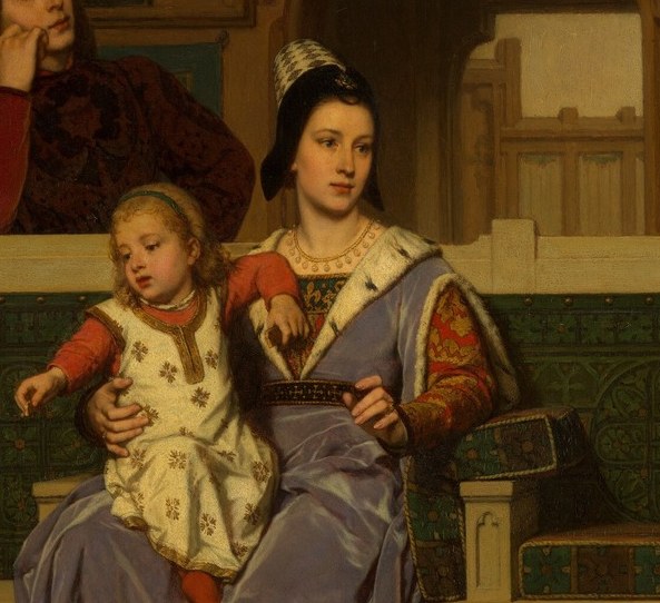 The small figure makes this feel less like a formal portrait and more like a devotional Madonna image, blurring the boundary between secular and sacred.