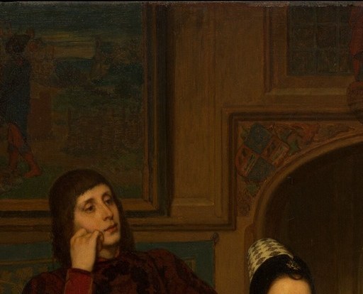 The noble sitter's composed expression anchors the patron-artist dynamic at the heart of the scene.