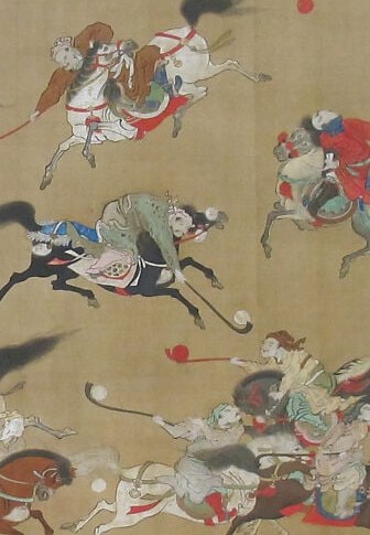 The white horse is the lead competitor.