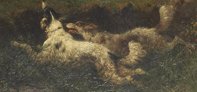 The hunting dog is equally alert, tracking every move.