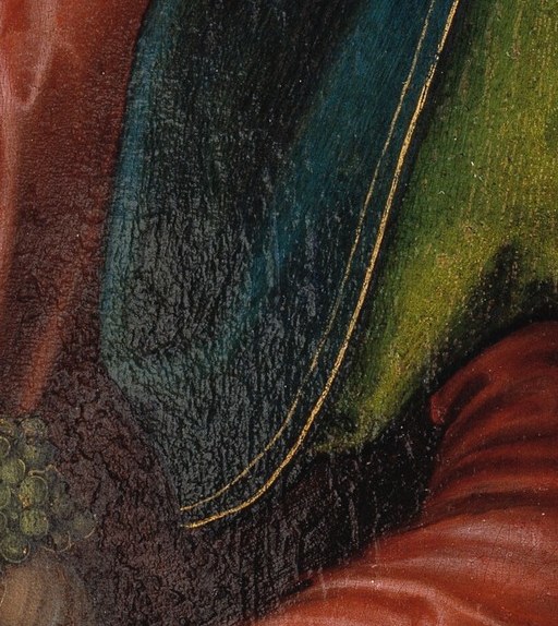 His gaze towards the heavens suggests divine awareness and a connection to the spiritual realm.