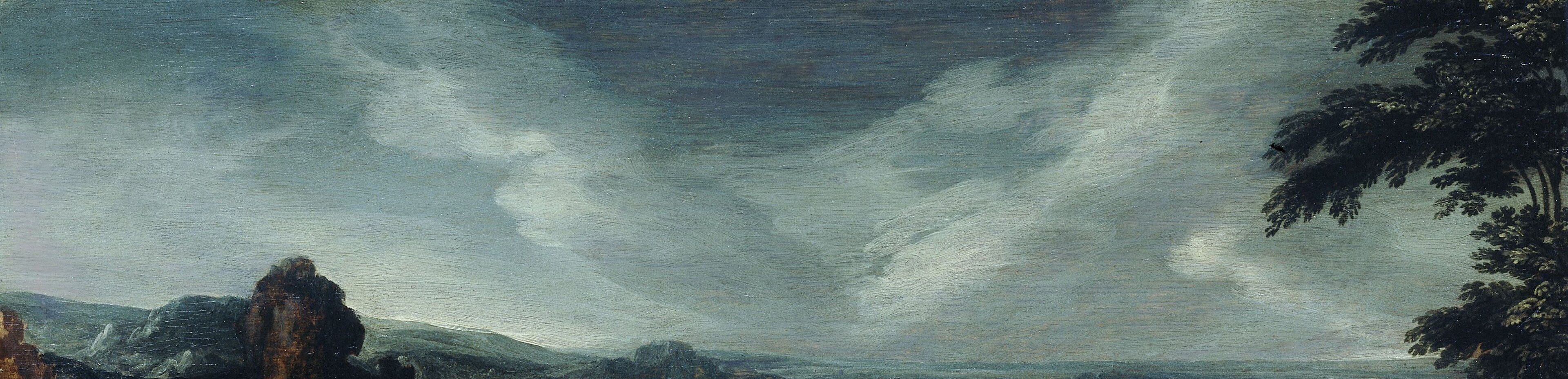 The sky roils with dramatic, swirling clouds.