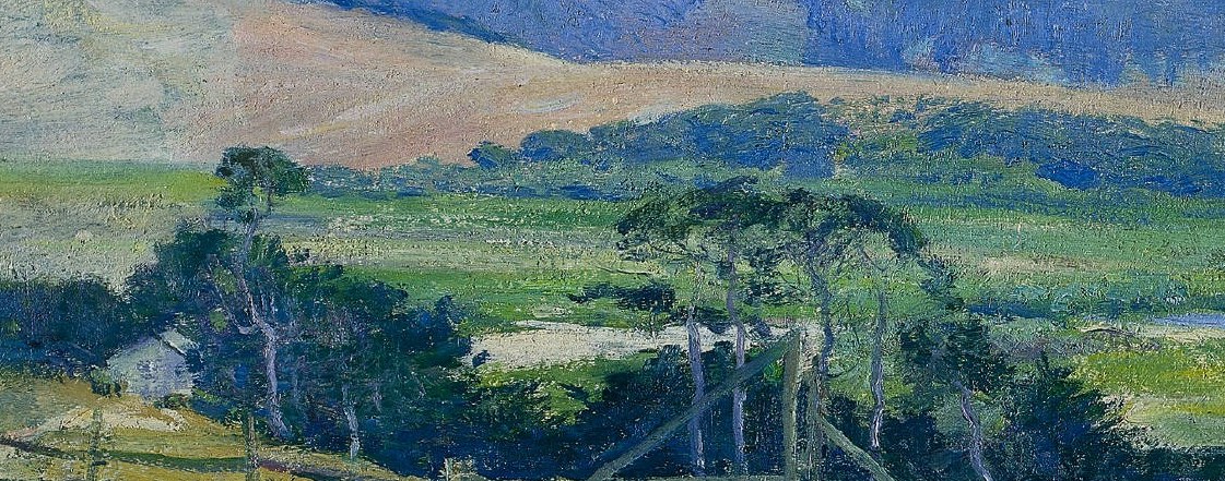 The varied greens and textures of the fields create a sense of natural abundance and gentle undulation.