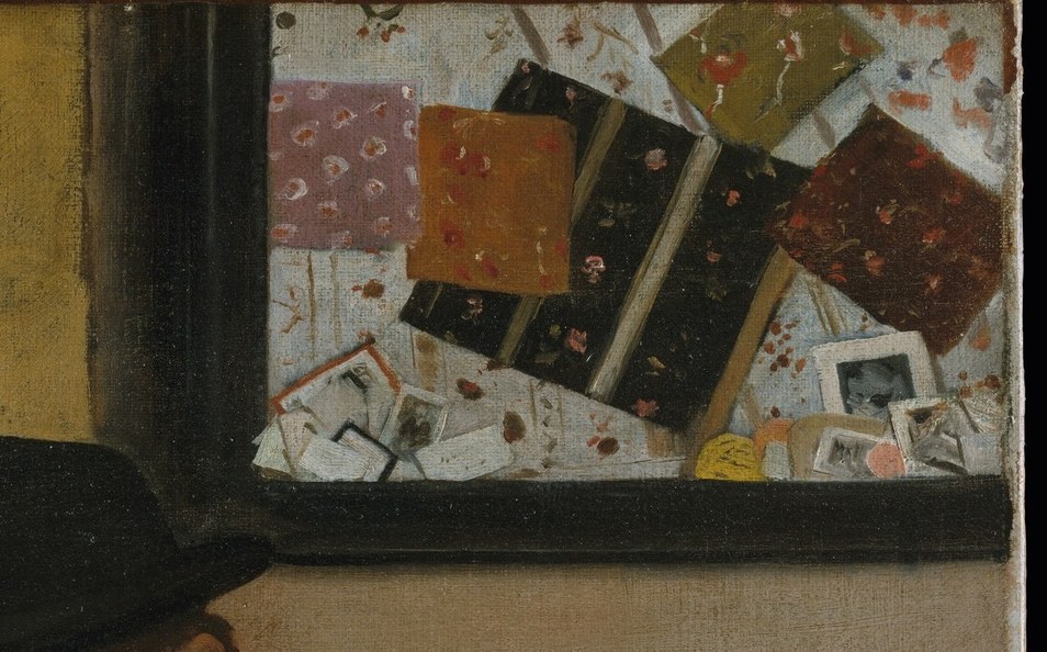 This painting explores a private world of art.