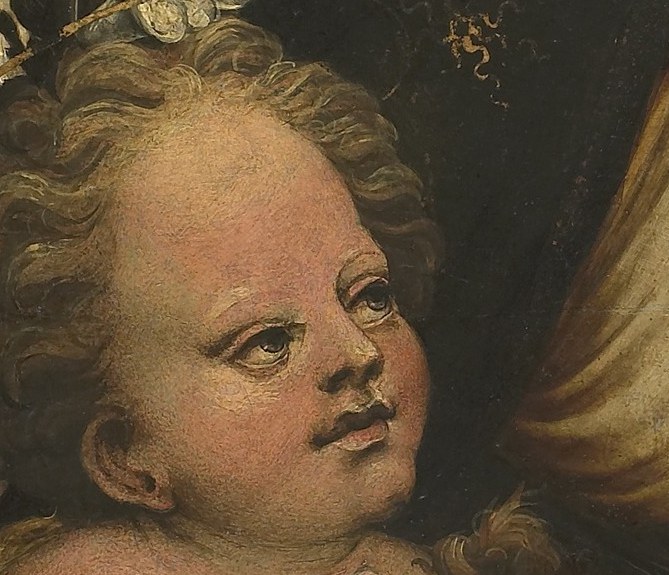 His gaze is directed outwards, engaging the viewer with a serious expression that hints at his prophetic role.