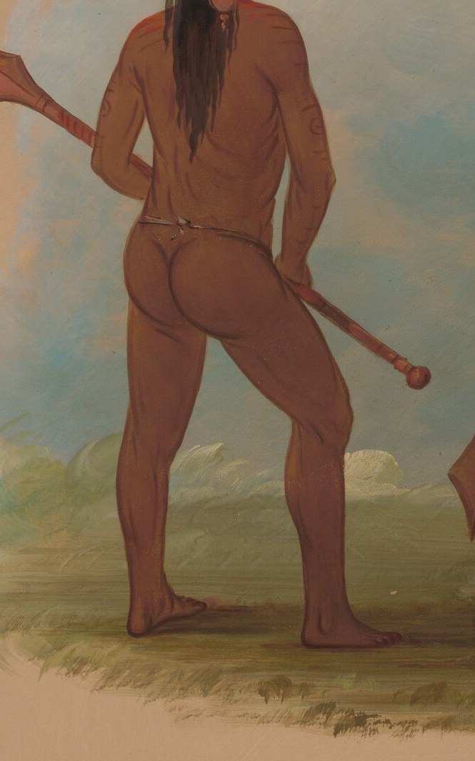 Shows the musculature and skin tone, offering a sense of physical presence and vitality.
