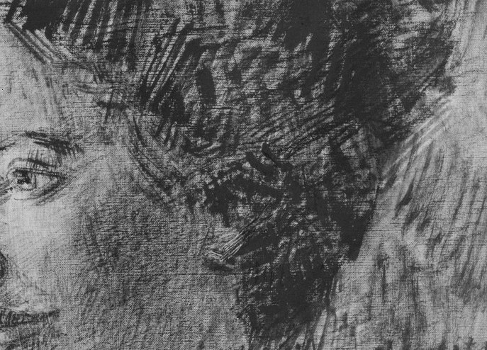 The painter focused on her profile and dark hair.