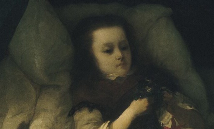The pillow suggests comfort or perhaps illness.