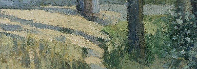 He used soft brushstrokes to render light and shadow on the road.