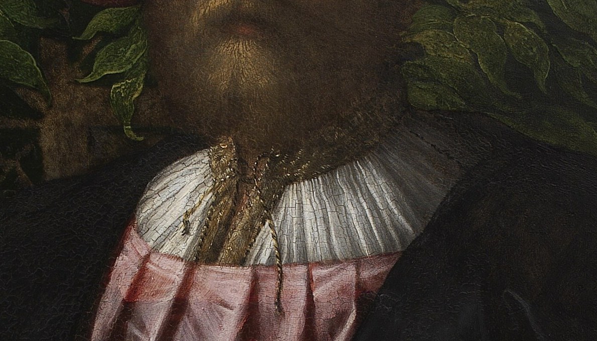 Look at the crisp, starched fabric of his collar.