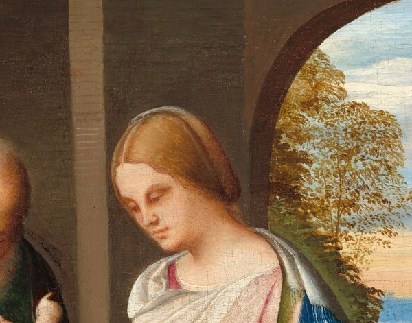 Classic Giorgionesque feminine composure , eyes averted, faintly melancholic, the same mood-over-action quality that defines the artist's entire output.